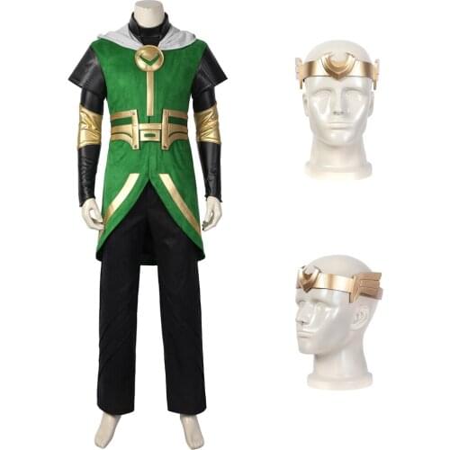Loki Season One Cosplay Kid Loki Costume Adult Men Role-playing Clothes Halloween Masquerade Outfit With Headgear