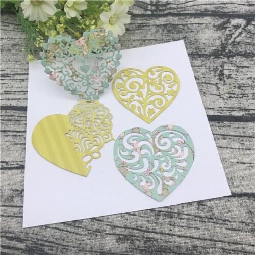 4pcs/set Heart Metal Cutting Dies For Scrapbooking Embossing Photo Album Cards Decor Carbon Stencils