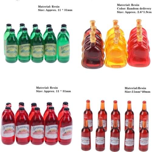 10Pcs 1/12 Miniature Winebottle Mini Simulation Wine Bottle Dollhouse Accessories DIY Decor Kitchen Model Toys Children Gifts