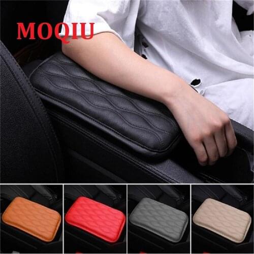 MOQIU Car arm cushion cover PU leather universal car seat center console black upholstery arm protection box cushion