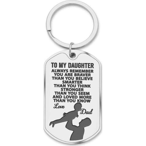 To My Daughter Keychain Back To School Inspirational Gifts Key Chain From Dad Mom Birthday Gifts for Girls Boys Keyring