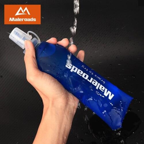 Maleroads 250ml 500ml Soft Flask Folding Kettle Water Bottle TPU Free Drink Bottle Running Cycling Hiking Flask Hydration Bottle