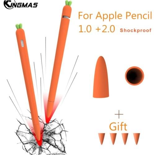 Soft carrot Silicone Compatible For Apple Pencil 1 2 Case Compatible For iPad Tablet Touch Pen Stylus Protective Sleeve Cover