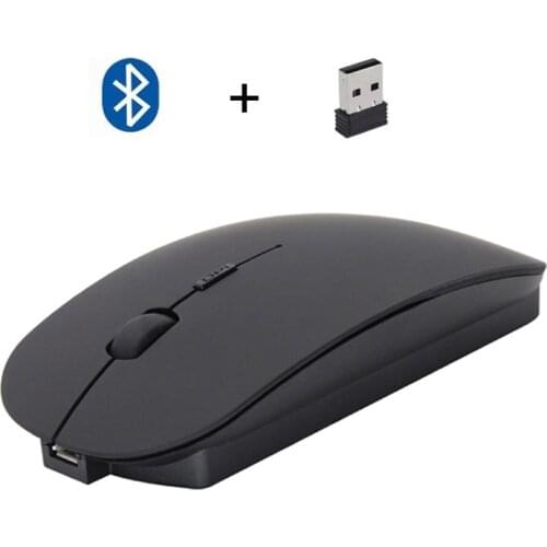 Erilles Bluetooth 4.0 + 2.4G Wireless Mouse Dual Mode Rechargeable 1600 DPI Ultra-thin Ergonomic Portable Optical Mice for Mac