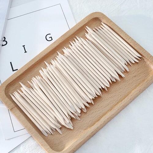 Nail Accessories Art Tool Set Girls Women Double End Nail Art Wood Stick Cuticle Pusher Remover Pedicure Professional 100pcs/bag