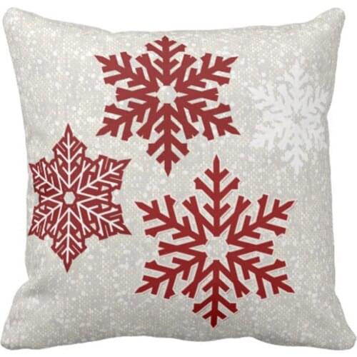 Emvency Throw Pillow Cover Christmas Sparkling Red Snowflakes Decorative Pillow Case Home Decor Square 16x16 Inch Cushion