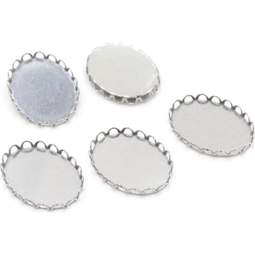 Never Fade ) 10pcs 18x25mm Inner Size Stainless Steel Material Simple Style Cabochon Base Cameo Setting Pendant Tray-C1-04