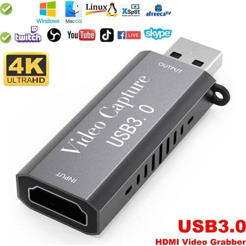 Newest Video Capture Card,4K HDMI to USB 3.0 Game Capture Device ,HD 1080P Audio Video Grabber for Live Streaming Conference