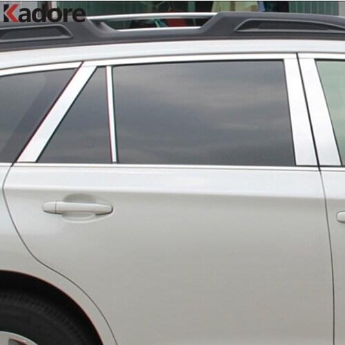 Window Center Pillar Cover Trim For Subaru Outback 2015 2016 2017 Stainless Steel Windows Post Strips Car Accessories 10PCS