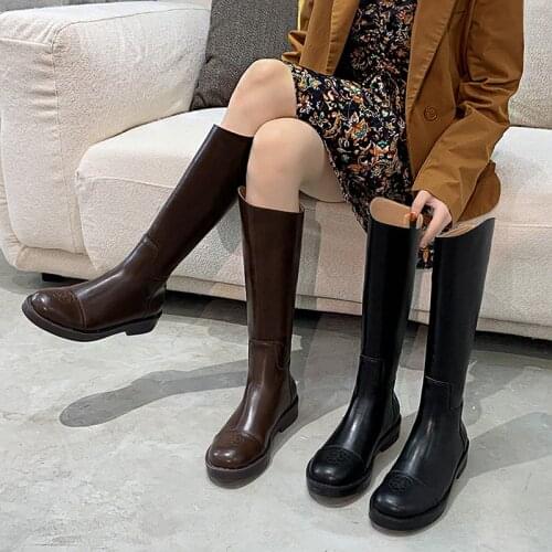 Autumn/Winter 2021 Knee-Length Martin Boots Womens Microfiber Platform Boots Ladies Sexy Party Fashion Boots