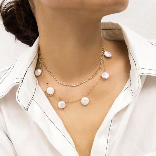 Boho Fashion Women Imitation Pearls Choker Necklace Wedding Multilayer White Irregular Tassel Beads Chain Necklace Jewelry Gifts