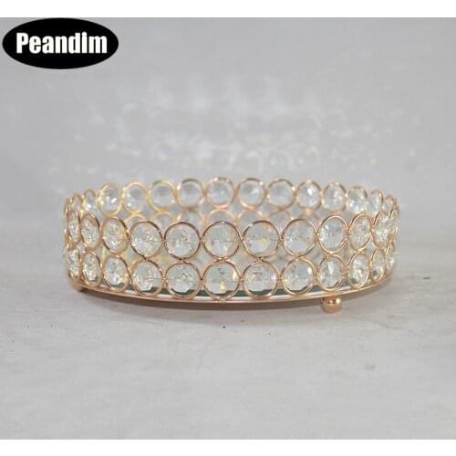 PEANDIM Gold Crystal Cake Stand Mirror Cupcake Dessert Display Decoration Tools Wedding Party Birthday Display Home Storage Tray