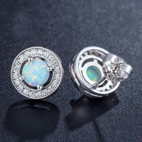 Classic Women Earrings 1 Pair Elegant White Crystal Rhinestones Stud Earrings For Women Fashion Accessories Jewelry Gift