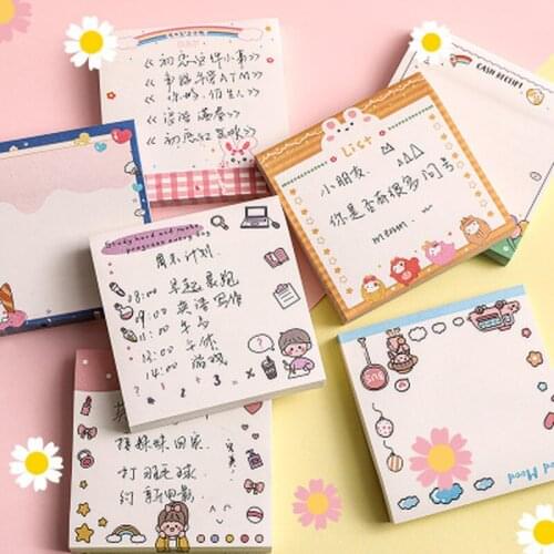 Cute Girl Notes Memo Sheets Student Stationery Kawaii Stickers N Times Planner Stickers Decoration Sticky Notes Office Supplies