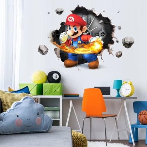 Home Wall Decoration Fire Punch Game Figure Wall Stickers 3D Cartoon Baby Nursery Kids Room Pegatinas De Pared Wall Paper Decals
