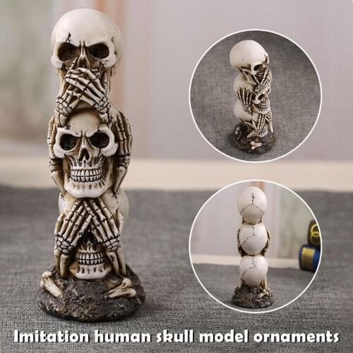 Horror Skull Ornament Simulation Human Skull Model Photography Props For Halloween Decoration Accessories Home Decor Dekoration