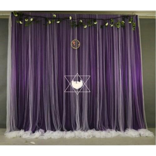 Grape Purple Tulle Chiffon Backdrop for Bridal Shower Wedding Ceremony Curtains Newborn Baby Shower Backdrop Photo Booth