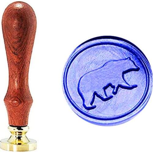 Vintage Cute Bear Custom Picture Logo Wedding Invitation Wax Seal Sealing Stamp Rosewood Handle Set Kit