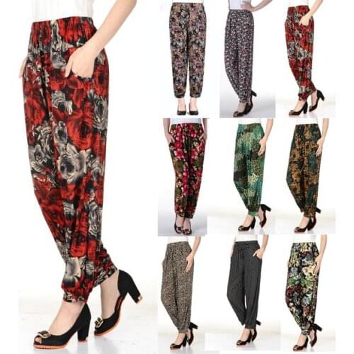 Clobee Women Pants 2020 sexy women vintage floral print slim skinny pants Overiszed 3XL 4XL Elegant Knitted Capris Trousers J680