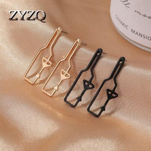 ZYZQ Creative Red Wine Bottle Goblet Enamel Pendant Earring For Women Fashion Zinc Alloy Charms Jewelry Accessory