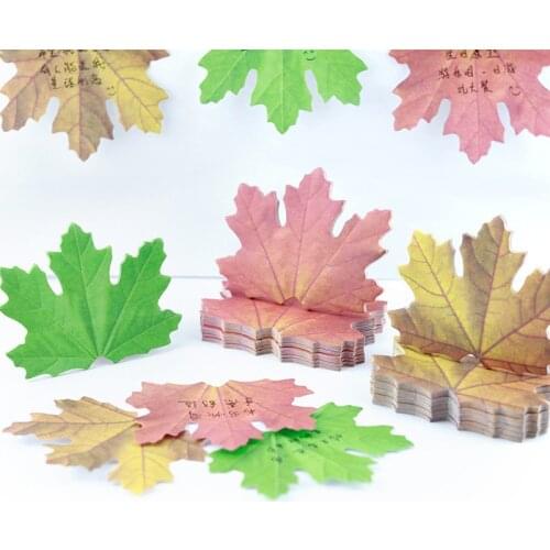 1Set Decorative Sticker Sticky Notes Maple Leaf DIY Memo Pad Stickers Paper Message Planner Leaves Notepad Note Book Writing Pad
