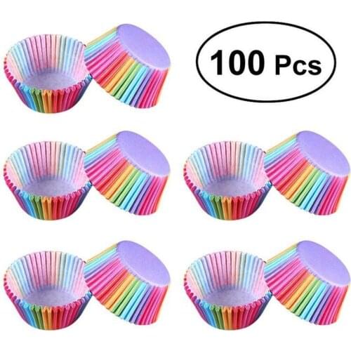 100pcs Rainbow Color Cupcake Liner Cupcake Paper Baking Cup Muffin Cases Cake Molds Pastry Cup Decorating Tools