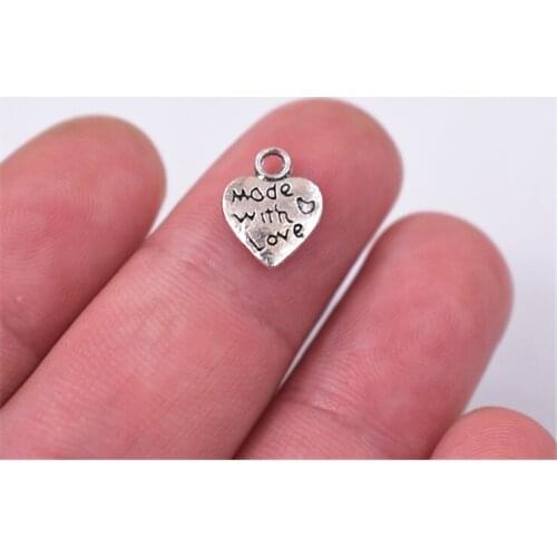 12*10mm 50pcs Antique Silver Plated Heart Charms Pendant For DIY Necklace Bracelet Jewelry Accessories