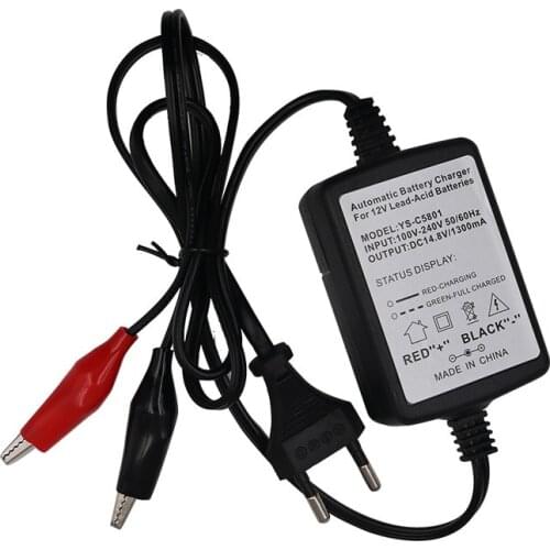 12V 1.3A Smart Small Charger For Motorcycle Car Lead Acid Battery 3AH-25AH With LED Indicator Portable Adapter Charging EU US