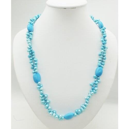 2 rows of natural pearl necklace 23"