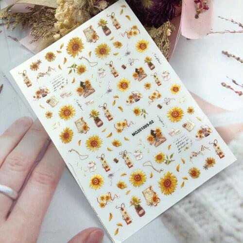 3D Nail Sticker Autumn Chrysanthemum Design DIY Tips Nail Art Ornament Packaging Self-adhesive Transfer Decal Slider