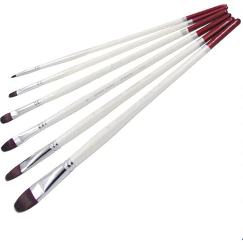 6pcs/Set,Tanuki hair Wine red examination special brush Gouache Painting Pen acrylic brush pen artist oil painting brushes