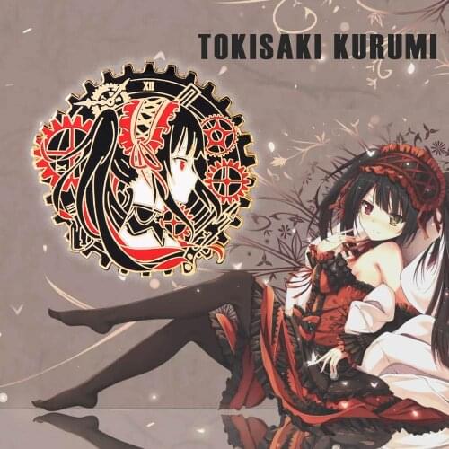 Anime Tokisaki Kurumi Badge Button Beauty Large Girl Brooch Pins Cosplay Costume Collection Cartoon Clothing Decor Xmas Gifts