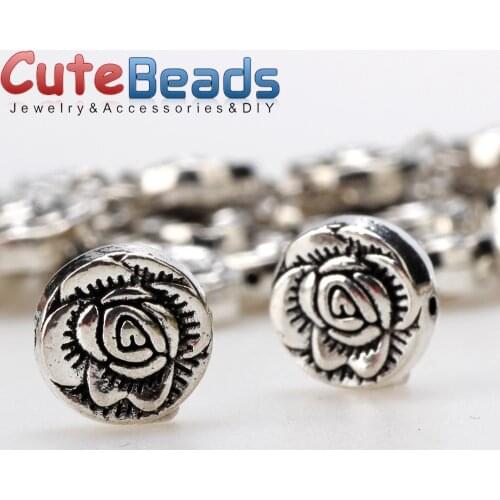 18pcs 10x4mm Flower Charms Beads Antique Silver Color Spacer Beads Flower DIY bracelet necklace Jewelry Jewelry making