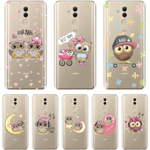 Phone Case For Huawei Mate 9 10 20 Pro Owl Moon Heart Love Kawaii Soft Silicone Back Cover For Huawei Mate 7 8 9 10 20 Lite Case