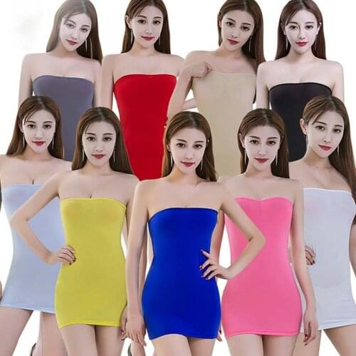 Elastic Sexy Seamless Strapless Skirt Off The Shoulder Slim Skirts Stretch Tight Party Club Body-con Tube Yoga Sportsunderwear