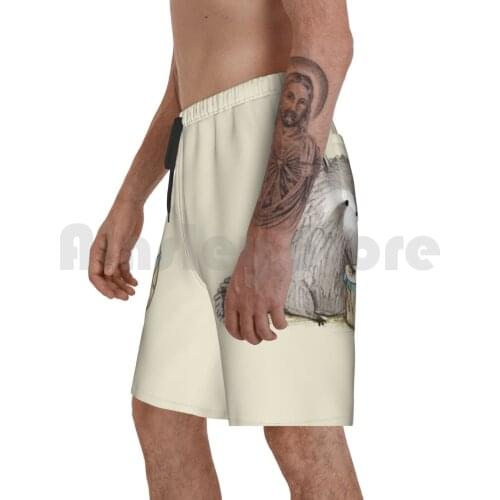 Raccoon On Beach Shorts Men Beach Pants Swim Trunks Raccoon Drum Animal Forest Woodland Cute Music Percussion Drummer