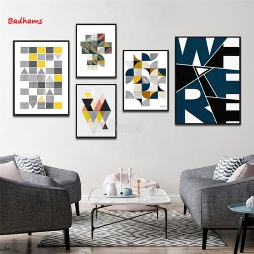 Canvas Painting Poster and Prints Bedroom Hanger Geometric Lattice Family Murals Study Hall Frameless Decoration Painting