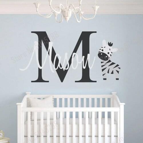 Personalized Name Zebra Animal Series Baby Boy Nursery Wall Decal For Room Decorations Mural Sticker Home Bedroom Z789
