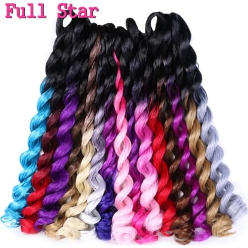 Full Star Deep wave Crochet Braids Synthetic Hair 1-6 Piece 20'' 100g bundles hair extensions Black Ombre Grey Hair Bulk Style