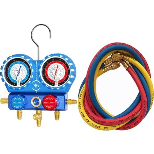 Manifold Tester Meter Pressure Gauge Refrigeration Vacuum Pressure HVAC Temperature Tester Air conditioning repair tool