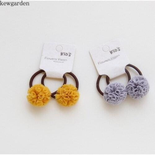 Kewgarden Lace Gauze Ball Elastic Hair Bands Baby Girls Safety Hair Rope Scrunchies Hair Ring Headwear Hair Accessories 10 Pcs