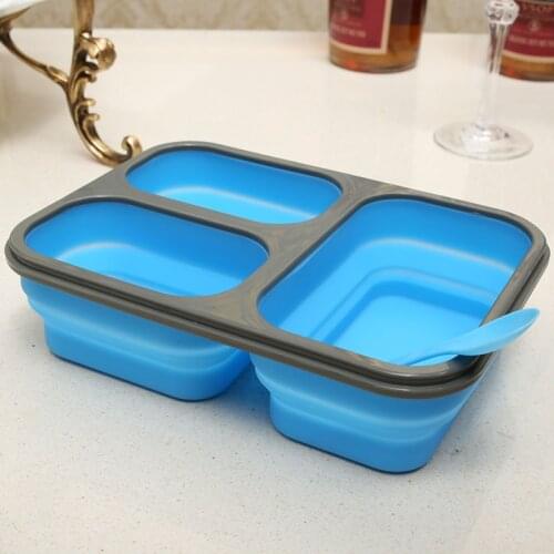 Large Capacity Silicone Collapsible Portable Lunch Box 1100ml Microwave Oven Bowl Bento Box Folding Food Storage Lunchbox