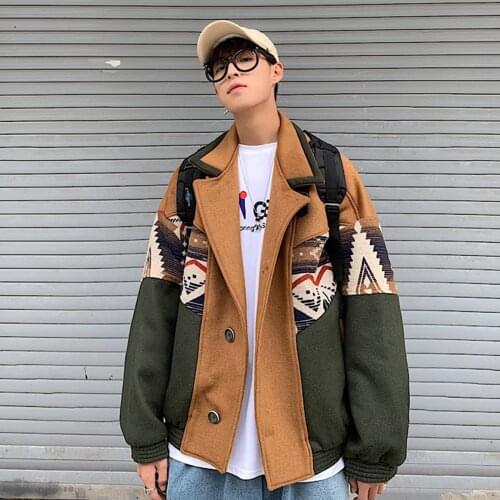 LACIBLE Hip Hop Retro Vintage Patchwork Jackets Men Harajuku Streetwear Thick Jacket Coat 2020 Winter Cotton Jacket Warm Outwear