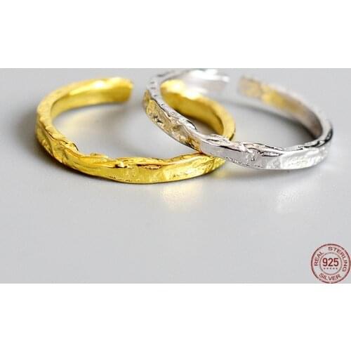 LKO Concave-Convex Texture Irregular 925 Sterling Silver Simple Geometric Ring For Women Men Fine Jewelry Valentines Day Gift