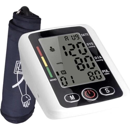 Medical Digital Household Home Upper Arm Cuff Blood Pressure Pulse Heart Rate Tonometer Portable Sphygmomanometer Monitor Device