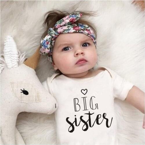 Cute Big Sister Baby Bodysuit 0-18M Baby Girl Short Sleeve Cotton Romper Newborn Baby Clothes 2021