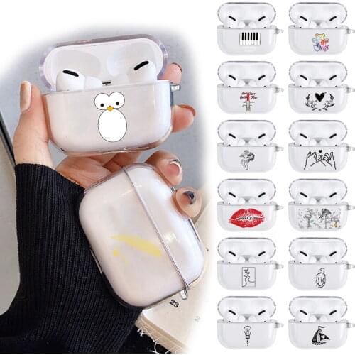 Soft Silicone Case for AirPods Pro Transparent Wireless Bluetooth Earphone Cases Apple Air Pods Accessories with Simple Pattern