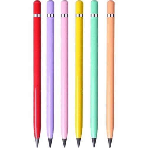 6 Pcs Inkless Pen Metal Inkless Pencil Set Aluminium Everlasting Pencil for Gift