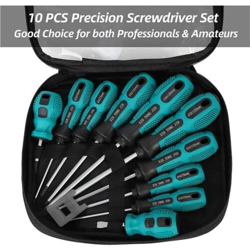 10 Pieces of Screwdriver Phillips Combo Set Magnetic Screwdriver PP Handle Safety Insulated Screwdriver Manual Repair Tool