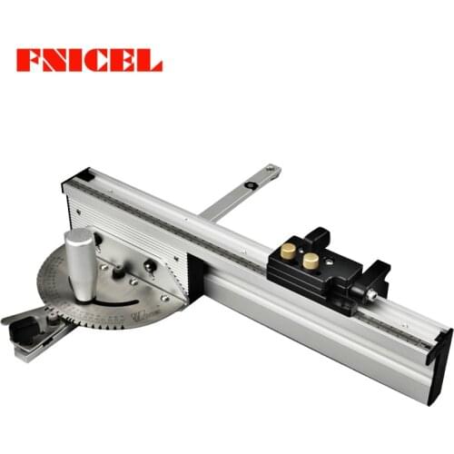 Table Saw/Router Miter Gauge Sawing Assembly Ruler with T-tracks Stop and Sliding Brackets Miter Gauge Fence 450mm WoodWorking